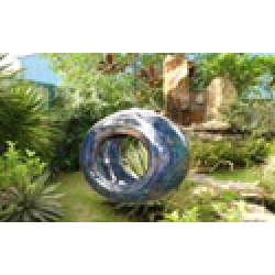 Musty Blue Round Ceramic Bird Feeder